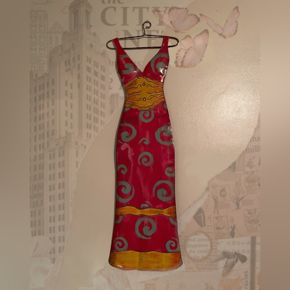 Vintage Spanish Red Yellow Blue Dress On A Hanger (Decor)
